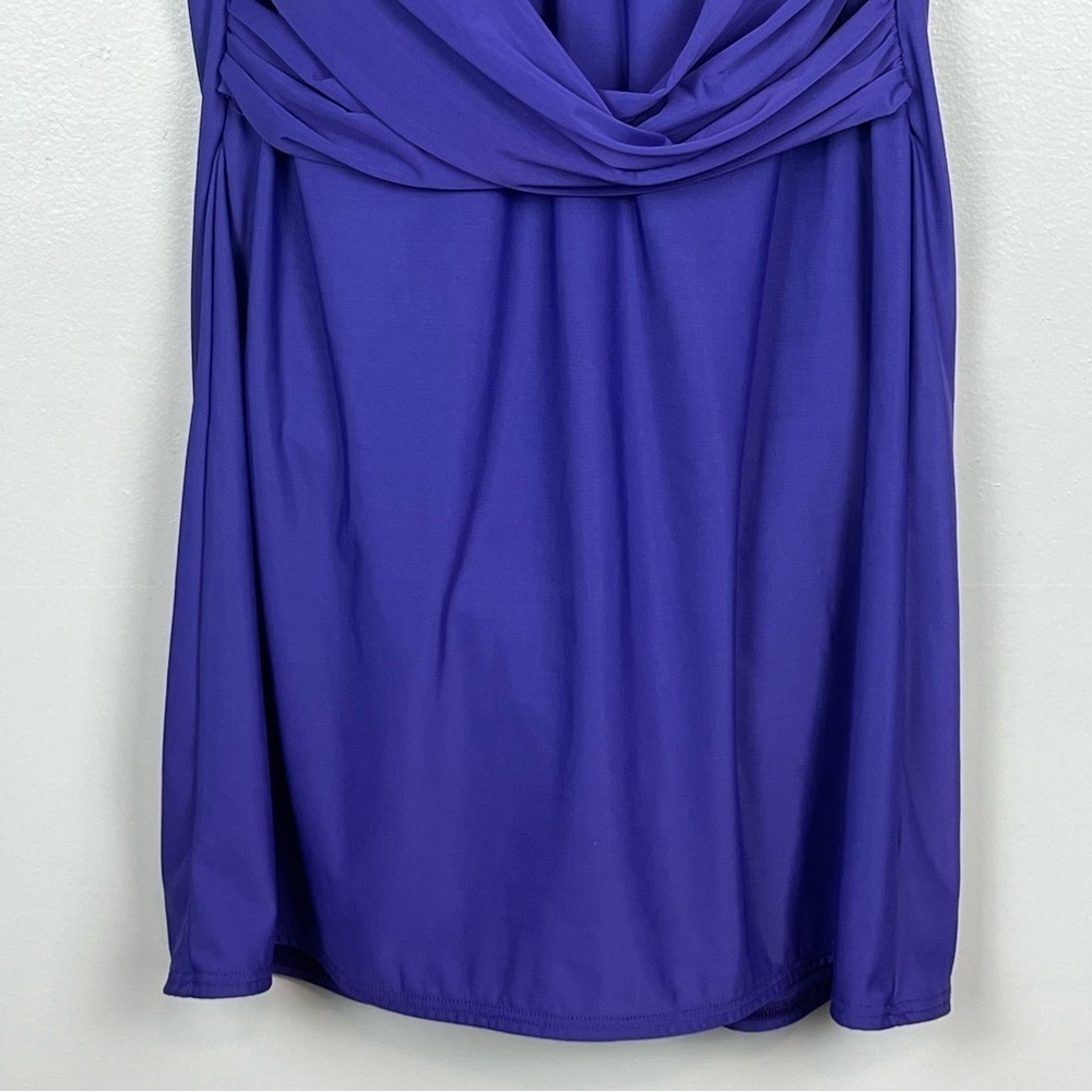 Lands End purple Grecian style modest 1 piece swimdress, size 18. - Picture 4 of 8